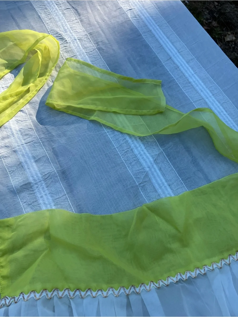 Sheer white apron with fluorescent yellow trim 1950’s vintage